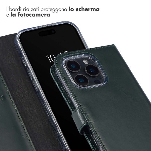 Selencia Cover a libro in vera pelle Apple iPhone 16 Pro Max - Verde