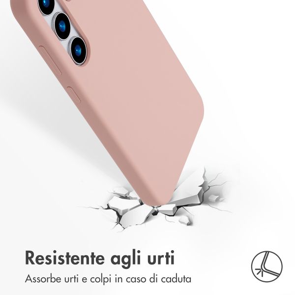 Accezz Cover in silicone liquido con MagSafe Samsung Galaxy S25 Plus - Rosa