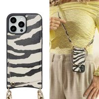 Selencia Cover per telefono Nova con cordino e portacarte Apple iPhone 16 Pro Max - Zazzy Zebra
