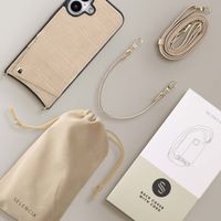 Selencia Cover per telefono Nova Croco con cordino e portacarte Apple iPhone 16 - Beige