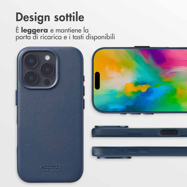 Accezz Cover in Pelle con MagSafe Apple iPhone 16 Pro - Nightfall Blue