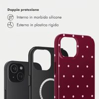 Selencia Cover posteriore Vivid con MagSafe Apple iPhone 15 - Happy Dots Burgundy