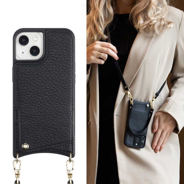 Selencia Cover per telefono Nova con cordino e portacarte Apple iPhone 14 / 13 - Nero
