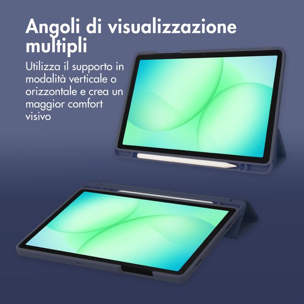 Accezz Cover a libro in silicone Smart Samsung Galaxy Tab A11 Plus / A9 Plus - Blu scuro