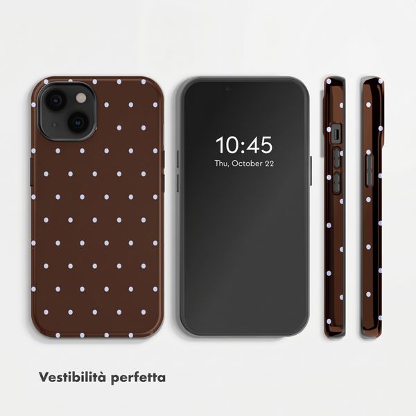 Selencia Cover posteriore Vivid con MagSafe Apple iPhone 14 - Happy Dots Chocolate