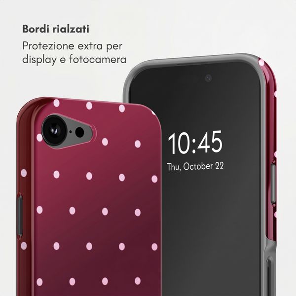 Selencia Cover posteriore Vivid con MagSafe Apple iPhone 17e / 16e - Happy Dots Burgundy