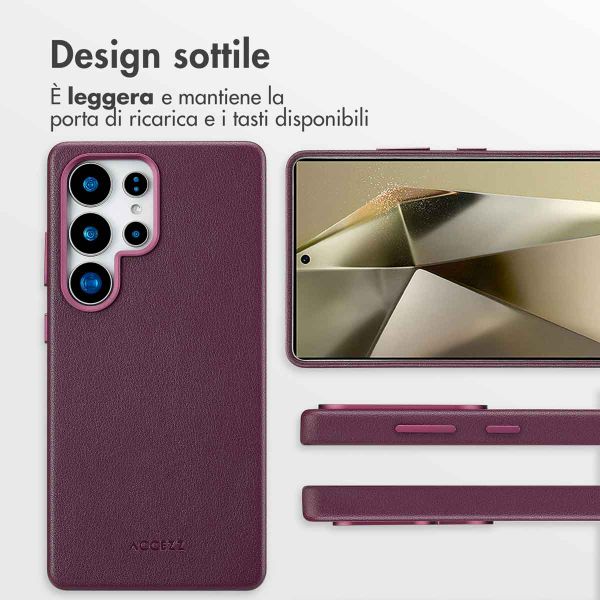 Accezz Cover in Pelle con MagSafe Samsung Galaxy S25 Ultra - Heath Purple