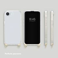 Selencia Cover trasparente con ganci rimovibili + cinturino da polso con pietre naturali Apple iPhone 17e / 16e - Pearl White
