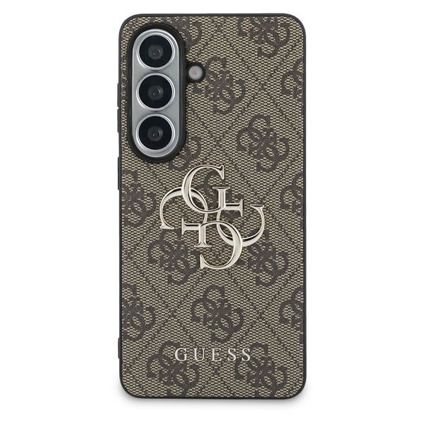 Guess Cover Posteriore con Logo 4G in Metallo Samsung Galaxy S26 Plus - Marrone