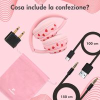 imoshion Cuffie wireless per bambini con LED Light - Limitatore di decibel - Con cavo AUX - Cuoricini