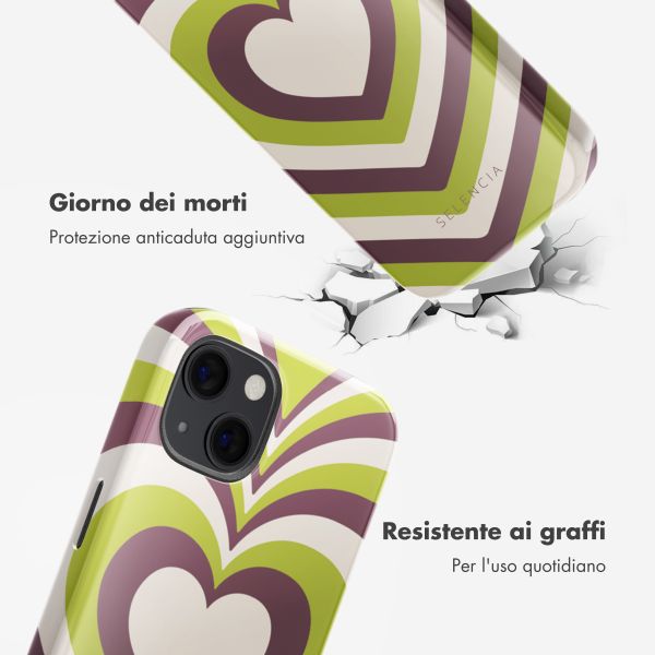 Selencia Cover posteriore Vivid con MagSafe Apple iPhone 13 - Double Hearts Plum Fern