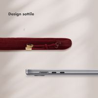 Selencia Cover per laptop in velluto a coste 13-14 pollici - Sleeve per laptop - Deep Burgundy