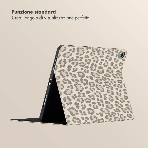 Selencia Libreria Sabi con stampa leopardata Apple iPad Air 11 pollici (2026) M4 / (2025) M3 / (2024) M2 / Air 5 (2022) / Air 4 (2020) - Soft Ivory