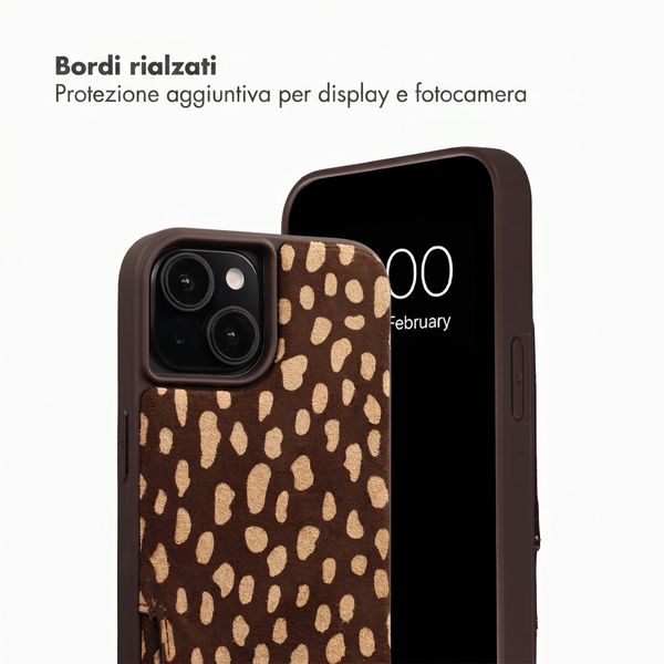 Selencia Nova cover posteriore in vera pelle con portacarte Apple iPhone 15 - Fawn Chic