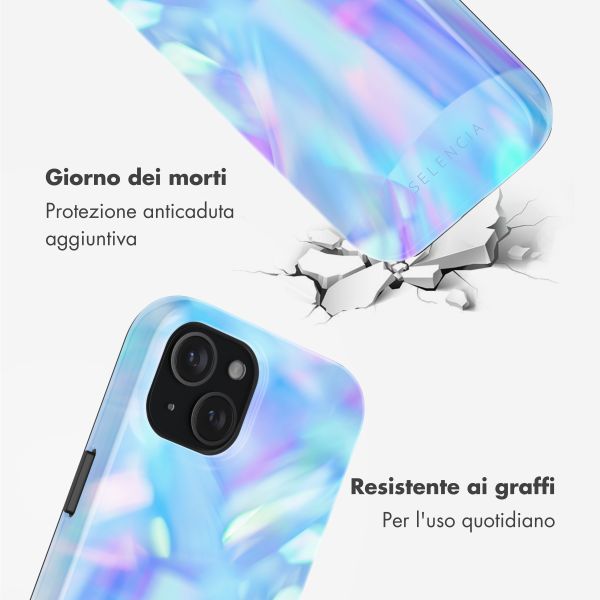 Selencia Cover posteriore Vivid con MagSafe Apple iPhone 15 - Holographic Blue Dream
