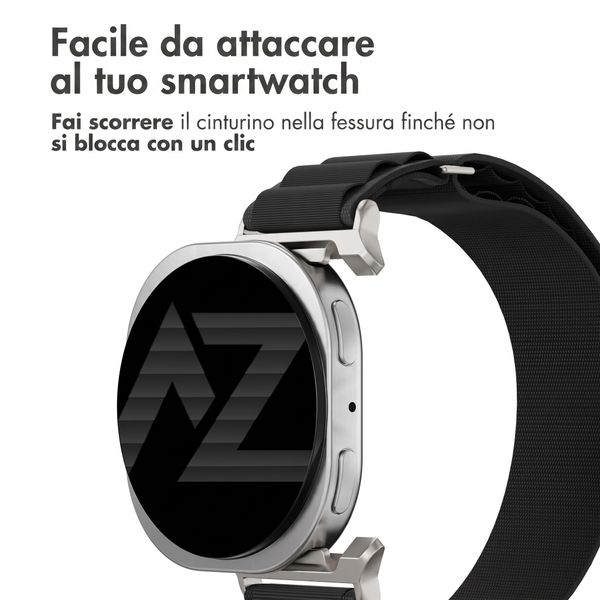 Accezz Cinturino in nylon Alpine Samsung Galaxy Watch 9 (40/44mm) / Watch 8 (40/44mm) / Classic (46mm) - Nero
