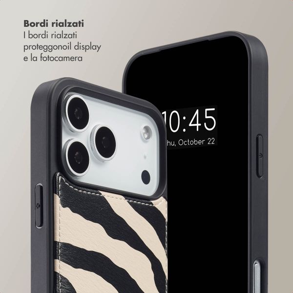 Selencia Cover per telefono Nova con cordino e portacarte Apple iPhone 17 Pro - Zazzy Zebra