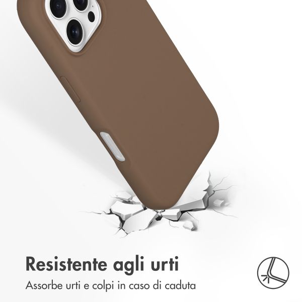 Accezz Cover in silicone liquido con MagSafe Apple iPhone 16 Pro - Marrone chiaro