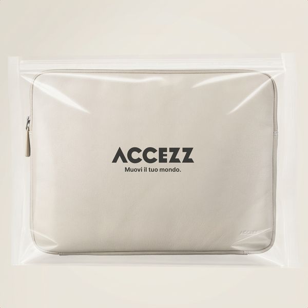Accezz Custodia per laptop Leather con cerniera 15-16 pollici - Beige