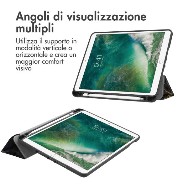 imoshion Cover Trifold Design Apple iPad 6 (2018) 9.7 pollici / iPad 5 (2017) 9.7 pollici / Air 2 (2014)/Air 1 (2013) - Black Marble