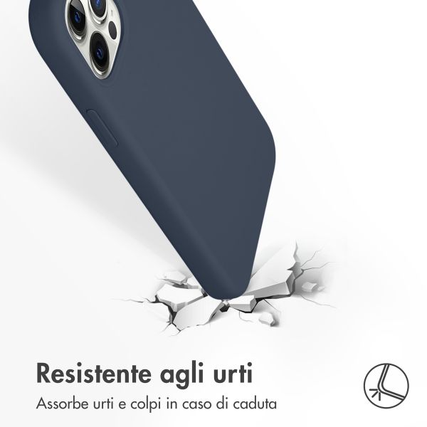 Accezz Cover in silicone liquido con MagSafe Apple iPhone 12 (Pro) - Blu scuro