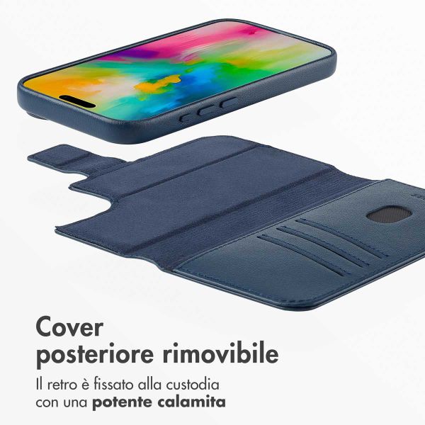 Accezz Cover in pelle 2 in 1 con MagSafe Apple iPhone 16 - Nightfall Blue