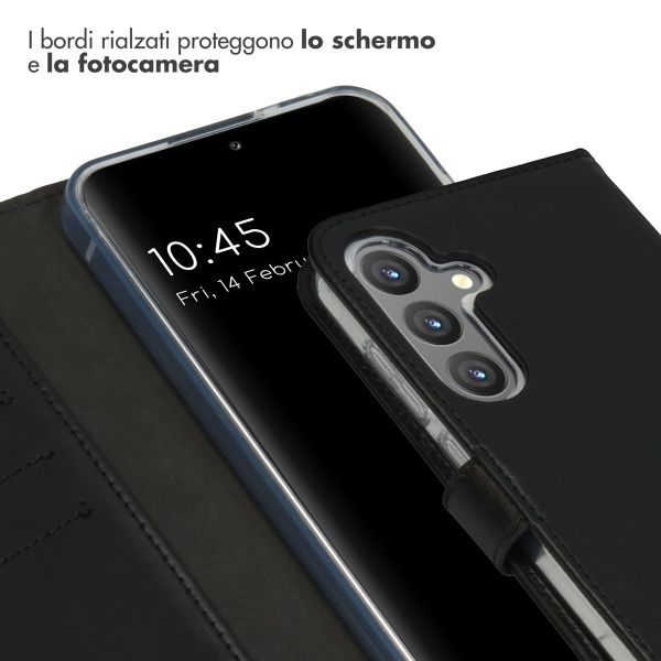 Selencia Cover a libro in vera pelle Samsung Galaxy S24 Plus - Nero