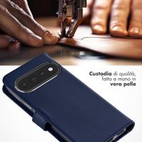 Selencia Cover a libro in vera pelle Google Pixel 11 / 11 Pro - Blu scuro
