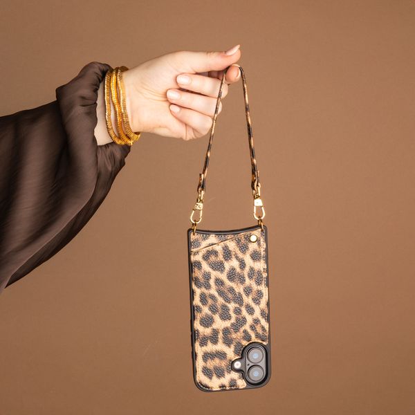 Selencia Cover per telefono Nova con cordino e portacarte Apple iPhone 13 Pro - Leopard