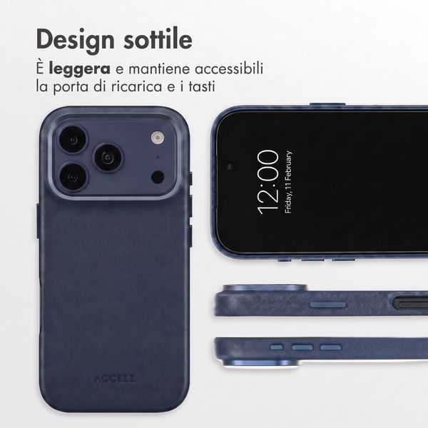 Accezz Cover in Pelle con MagSafe Apple iPhone 18 Pro / 17 Pro - Nightfall Blue