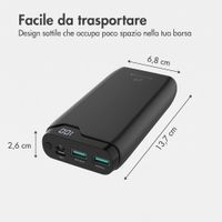 imoshion Powerbank da 20.000 mAh - Caricabatterie rapido da 22,5 W - USB-C / USB-A - Nero