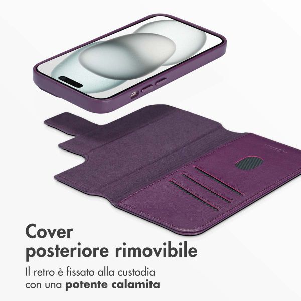 Accezz Cover in pelle 2 in 1 con MagSafe Apple iPhone 15 - Heath Purple