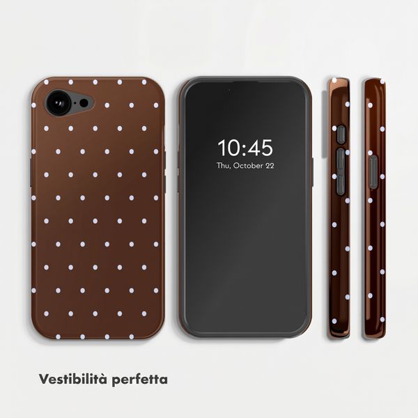 Selencia Cover posteriore Vivid con MagSafe Apple iPhone 17e / 16e - Happy Dots Chocolate