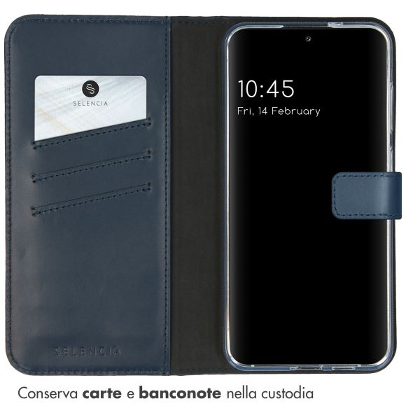 Selencia Cover a libro in vera pelle Samsung Galaxy S24 Plus - Blu scuro