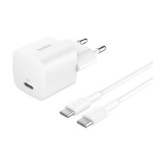 Belkin Caricatore USB-C compatto BoostCharge 25W con cavo USB-C a USB-C - 1 metro - Bianco