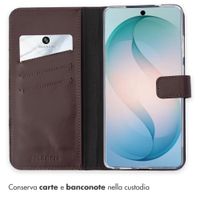 Selencia Cover a libro in vera pelle Samsung Galaxy S26 Ultra - Marrone