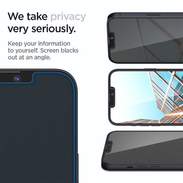 Spigen Vetro temperato privacy GLAStR EZ Fit + Applicatore - confezione da 2 Apple iPhone 13 / 13 Pro