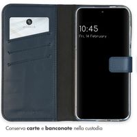 Selencia Cover a libro in vera pelle Samsung Galaxy S24 - Blu scuro