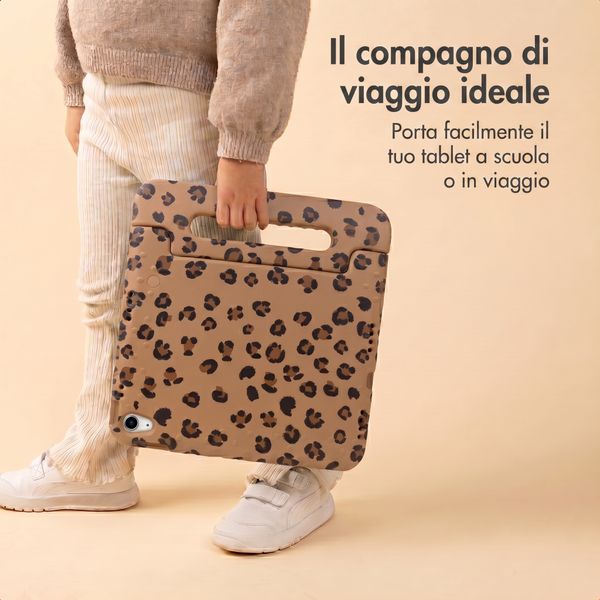 imoshion Cover Posteriore Kidsproof Design con maniglia Apple iPad 11 (2025) 11 pollici A16 / iPad 10 (2022) 10.9 pollici - Stampa pantera