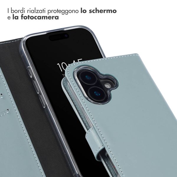 Selencia Cover a libro in vera pelle Apple iPhone 16 Plus - Air Blue