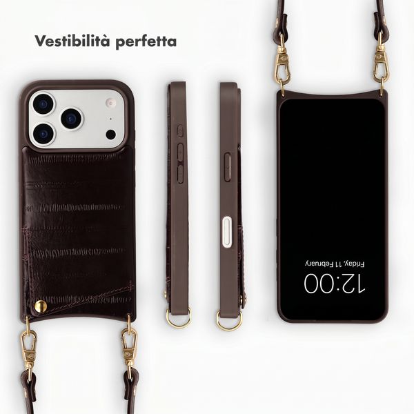 Selencia Nova cover posteriore in vera pelle con portacarte Apple iPhone 17 Pro - Dark Chocolate