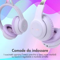 imoshion Cuffie wireless per bambini LED Light Cat Ear - Limitatore di Decibel - Con cavo AUX - Lavender Lilac