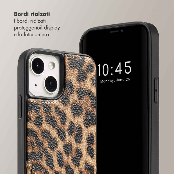 Selencia Cover per telefono Nova con cordino e portacarte Apple iPhone 14 / 13 - Leopard