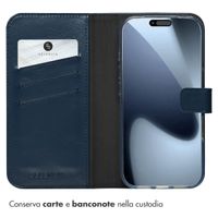 Selencia Cover a libro in vera pelle Apple iPhone 17 Pro - Blu