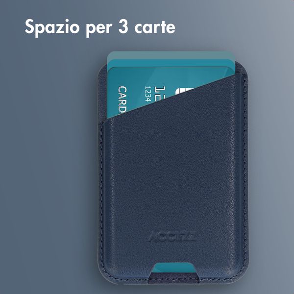 Accezz Portacarte in pelle magnetico - Compatibile con Apple Find My - Nightfall Blue
