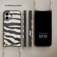 Selencia Cover per telefono Nova con cordino e portacarte Apple iPhone 16 - Zazzy Zebra