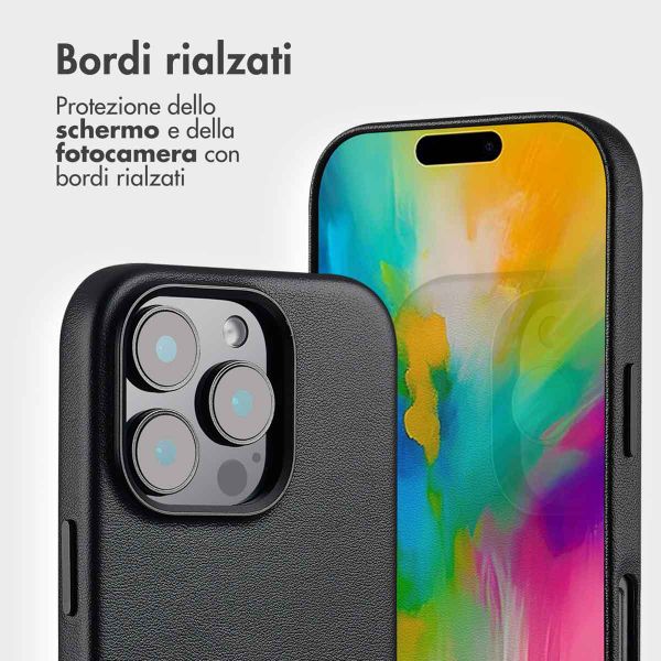 Accezz Cover in pelle 2 in 1 con MagSafe Apple iPhone 16 Pro - Onyx Black