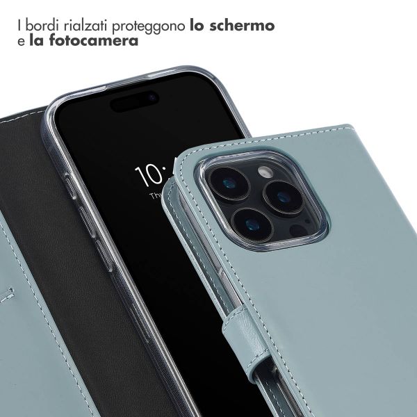 Selencia Cover a libro in vera pelle Apple iPhone 16 Pro - Air Blue