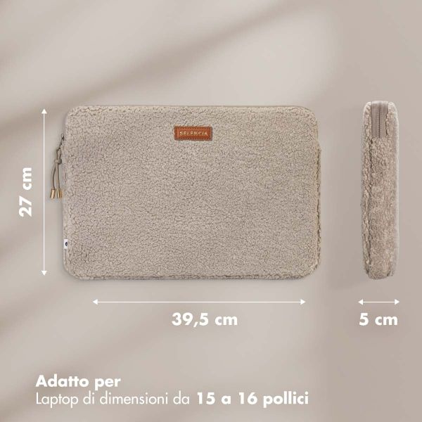 Selencia Cover Teddy per laptop 15-16 pollici - Laptopsleeve - Sand