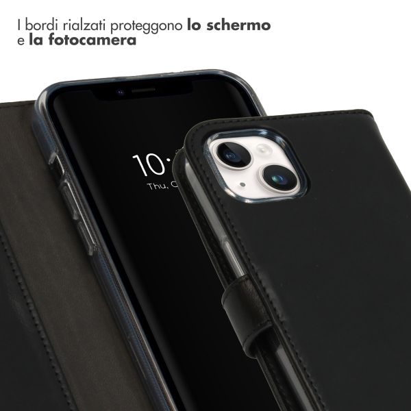 Selencia Cover a libro in vera pelle Apple iPhone 15 - Nero